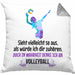Volleyball Geschenk Kissen mit Füllung 40x40 Coach Herren Mädchen Kaffee Zubehör Volleyball-Spieler Spielerin (Grau) Grau Trendation