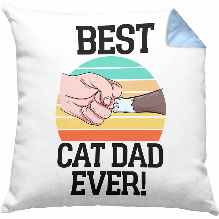 Geschenkidee für Katzen-Papa Kissen mit Füllung 40x40 Katzenmotiv Best Cat Dad Ever (Grau) Blau Trendation