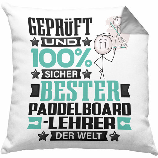 Paddelboard-Lehrer Geschenk Lustiger Spruch für Paddelboard-Lehrer Geschenkidee Bester Paddelboard-Lehrer Der WeltKissen mit Füllung 40x40 (Grau) Grau Trendation