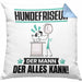 Hundefriseur Kissen mit Füllung 40x40 Geschenk für Hundefriseur Der Mann Der Alles Kann Geschenkidee zum Geburtstag (Grau) Blau Trendation