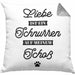 Katze Kissen mit Füllung 40x40 Geschenk Spruch Geschenkidee für Katzen-Mama Papa Katzenliebhaber Liebe Ist Ein Schnurren Auf Meinem Schoß (Grau) Grau Trendation