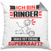Ringer Kissen mit Füllung 40x40 Geschenk für Ringer Geburtstag Lustiger Spruch Was Ist Deine Superkraft (Grau) Grau Trendation