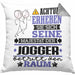 Jogger Geschenk Kissen mit Füllung 40x40 Lustiger Spruch Erheben Sie Sich Der Jogger Betritt den Raum (Grau) Grau Trendation