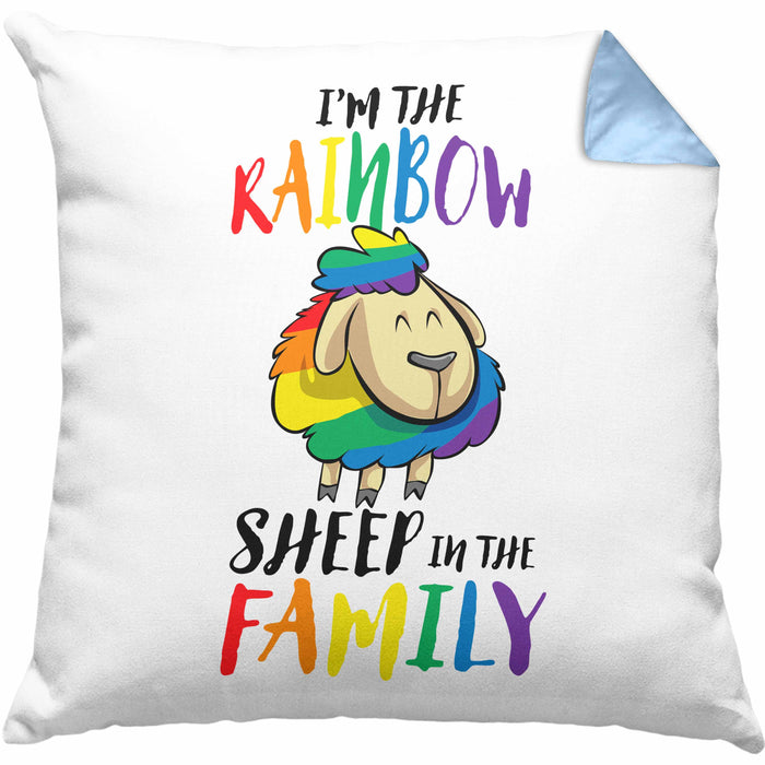 Lustige LGBTQ-Kissen mit Füllung 40x40 mit dem Spruch "I'm The Rainbow Sheep In The Family" Schwule Lesben (Grau) Blau Trendation