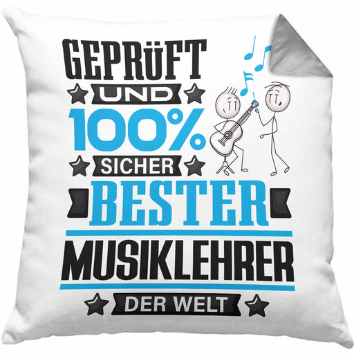 Musiklehrer Geschenk Lustiger Spruch für Musiklehrer Geschenkidee Bester Musiklehrer Der WeltKissen mit Füllung 40x40 (Grau) Grau Trendation