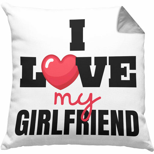 I Love My Girlfriend Kissen mit Füllung 40x40 Geschenk für Freund Beziehung Liebe Geschenkidee (Grau) Grau Trendation