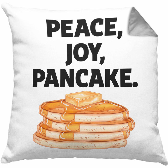 Peace Joy Pancake Kissen mit Füllung 40x40 Geschenk Pfannkuchen Eierkuchen Liebhaber (Grau) Grau Trendation