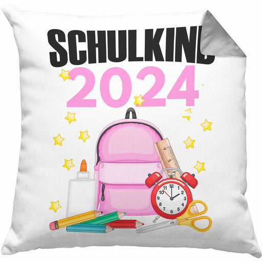 Einschulung Mädchen Geschenk Schultüte Füllung Kissen mit Füllung 40x40 Schulstart 1. Schultag Schuleinführung Schulanfang Geschenkidee 2024 Schulkind (Grau) Grau Trendation