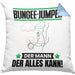 Bungee-Jumper Kissen mit Füllung 40x40 Geschenk für Bungee-Jumper Der Mann Der Alles Kann Geschenkidee zum Geburtstag (Grau) Blau Trendation