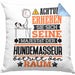 Hundemasseur Geschenk Kissen mit Füllung 40x40 Lustiger Spruch Erheben Sie Sich Der Hundemasseur Betritt den Raum (Grau) Blau Trendation