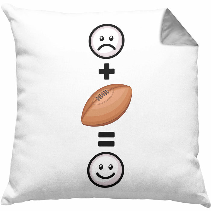 Rugby Kissen mit Füllung 40x40 Geschenk für Rugby-Spieler Lustige Geschenkidee :( + Rugby-Ball = :) Geburtstag (Grau) Grau Trendation