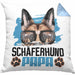 Schäferhund Papa Besitzer Kissen mit Füllung 40x40 Geschenk Lustiger Spruch Geschenkidee Schäferhund Liebhaber (Grau) Blau Trendation