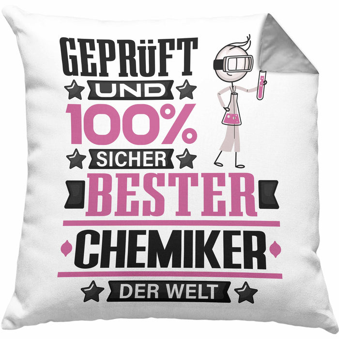 Chemiker Geschenk Lustiger Spruch für Chemiker Geschenkidee Bester Chemiker Der WeltKissen mit Füllung 40x40 (Grau) Grau Trendation