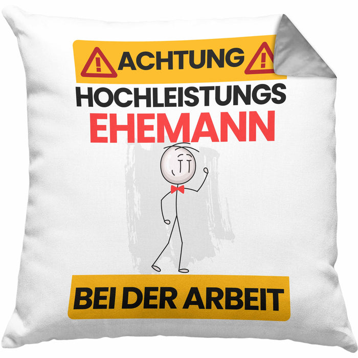 Ehemann Kissen mit Füllung 40x40 Geschenk Lustiger Spruch Geschenkidee für Ehemann Achtung Hochleistungs Ehemann Bei Der Arbeit (Grau) Grau Trendation