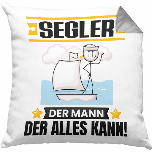 Segler Kissen mit Füllung 40x40 Geschenk für Segler Der Mann Der Alles Kann Geschenkidee zum Geburtstag (Grau) Grau Trendation
