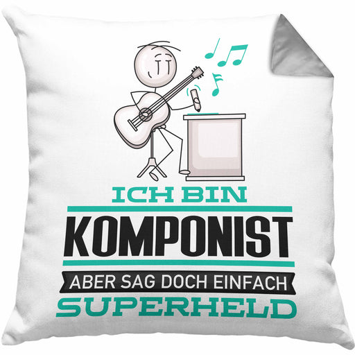Komponist Geschenk Kissen mit Füllung 40x40 Ich Bin Komponist Aber Sag Doch Einfach Superheld Lustige Geschenkdiee für Komponist (Grau) Grau Trendation
