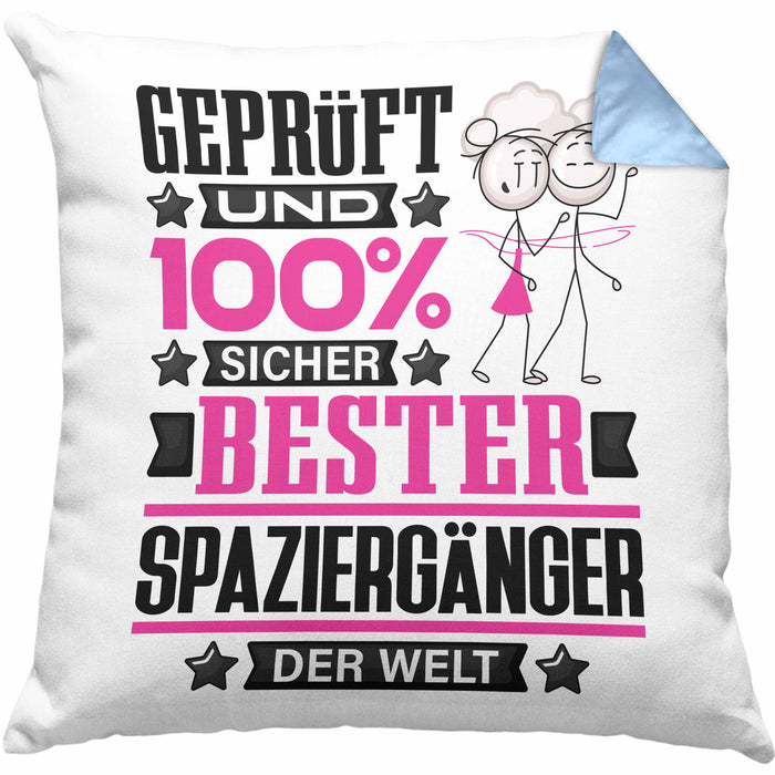 Spaziergänger Geschenk Lustiger Spruch für Spaziergänger Geschenkidee Bester Spaziergänger Der WeltKissen mit Füllung 40x40 (Grau) Blau Trendation