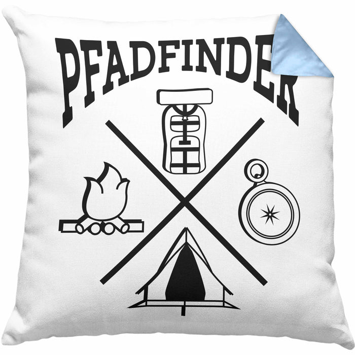 Pfadfinder Kissen mit Füllung 40x40 Geschenk Lustige Geschenkidee Für Pfadfinder (Grau) Blau Trendation