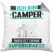 Camper Kissen mit Füllung 40x40 Geschenk für Camper Geburtstag Lustiger Spruch Was Ist Deine Superkraft (Grau) Grau Trendation