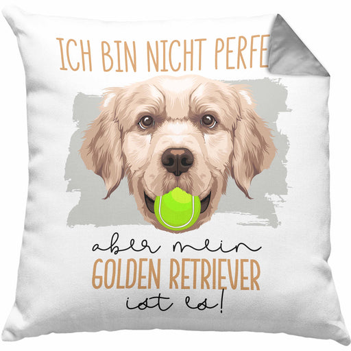 Golden Retriever Besitzer Kissen mit Füllung 40x40 Geschenk Lustiger Spruch Geschenkidee Besitzerin Ich Bin Nicht toll Aber Mein Golden Retriever Ist Es (Grau) Grau Trendation