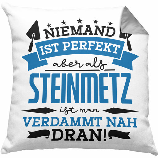 Steinmetz Kissen mit Füllung 40x40 Geschenk Spruch Geschenkidee Spruch Niemand Ist toll (Grau) Grau Trendation