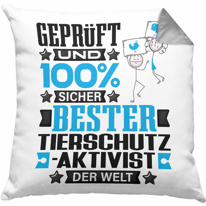 Tierschutzaktivist Geschenk Lustiger Spruch für Tierschutzaktivist Geschenkidee Bester Tierschutzaktivist Der WeltKissen mit Füllung 40x40 (Grau) Grau Trendation