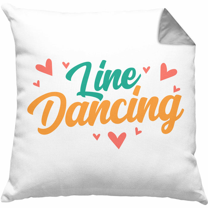 Lustige Line Dance Kissen mit Füllung 40x40 - Tolles Geschenk für Line Dance Enthusiasten "Line Dancing" (Grau) Grau Trendation