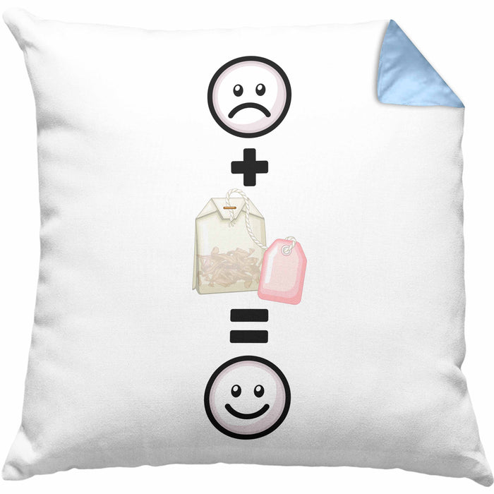 Tee Kissen mit Füllung 40x40 Geschenk für Tee-Liebhaber TeeKissen mit Füllung 40x40 Lustige Geschenkidee :( + Teebeutel = :) Geburtstag (Grau) Blau Trendation
