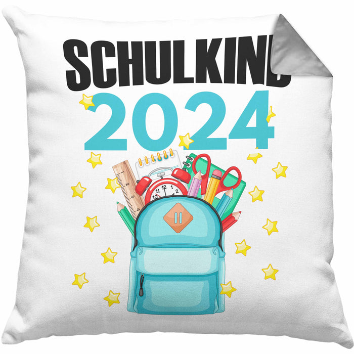 Einschulung Mädchen Geschenk Schultüte Füllung Kissen mit Füllung 40x40 Schulstart 1. Schultag Schuleinführung Schulanfang Geschenkidee Schulkind 2024 (Grau) Grau Trendation