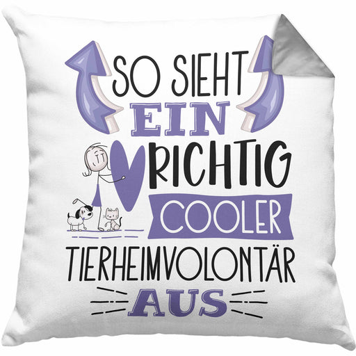 Tierheimvolontär Kissen mit Füllung 40x40 So Sieht Ein Richtig Cooler Tierheimvolontär Aus Geschenk Lustiger Spruch Geschenkidee (Grau) Grau Trendation