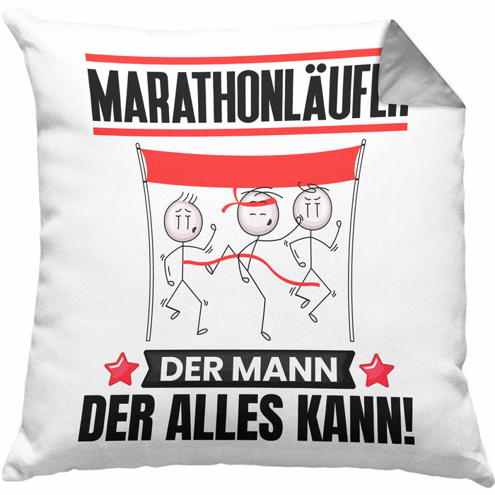 Marathonläufer Kissen mit Füllung 40x40 Geschenk für Marathonläufer Der Mann Der Alles Kann Geschenkidee zum Geburtstag (Grau) Grau Trendation