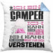 Camper Geschenk Kaffee-Kissen mit Füllung 40x40 Geschenkidee für Camper Ich Bin Camper Ich Kann Es Dir Erklären Jedoch Nicht Für Dich Verstehen Spruch Lustig (Grau) Blau Trendation