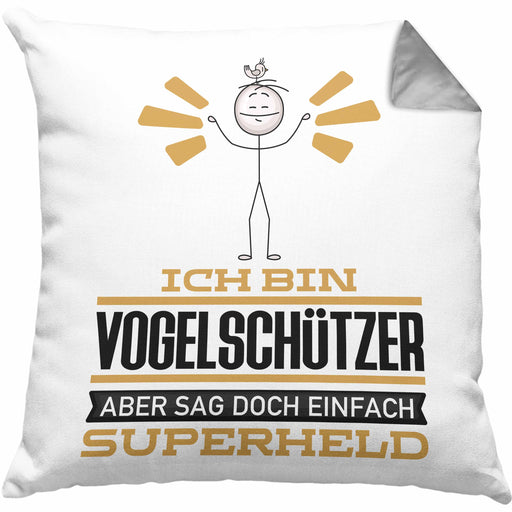 Vogelschützer Geschenk Kissen mit Füllung 40x40 Ich Bin Vogelschützer Aber Sag Doch Einfach Superheld Lustige Geschenkdiee für Vogelschützer (Grau) Grau Trendation