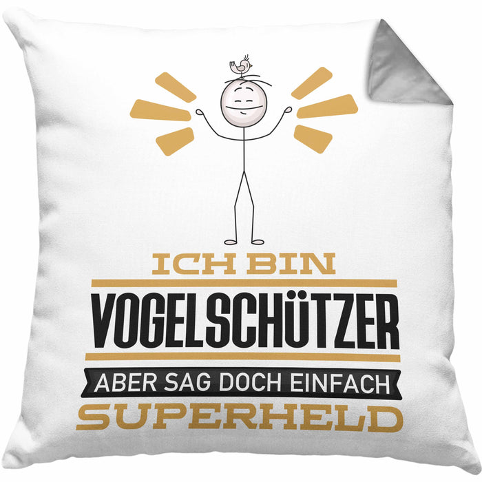 Vogelschützer Geschenk Kissen mit Füllung 40x40 Ich Bin Vogelschützer Aber Sag Doch Einfach Superheld Lustige Geschenkdiee für Vogelschützer (Grau) Grau Trendation