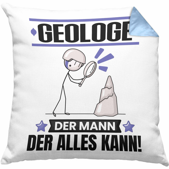 Geologe Kissen mit Füllung 40x40 Geschenk für Geologe Der Mann Der Alles Kann Geschenkidee zum Geburtstag (Grau) Blau Trendation
