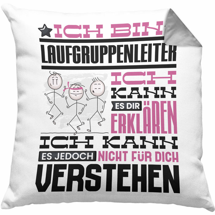 Laufgruppenleiter Geschenk Kaffee-Kissen mit Füllung 40x40 Geschenkidee für Laufgruppenleiter Ich Bin Laufgruppenleiter Ich Kann Es Dir Erklären Jedoch Nicht Für Dich Verstehen Spruch Lustig (Grau) Grau Trendation