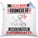 Ringer Kissen mit Füllung 40x40 Geschenk für Ringer Geburtstag Lustiger Spruch Was Ist Deine Superkraft (Grau) Blau Trendation