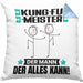 Kung-Fu-Meister Kissen mit Füllung 40x40 Geschenk für Kung-Fu-Meister Der Mann Der Alles Kann Geschenkidee zum Geburtstag (Grau) Blau Trendation