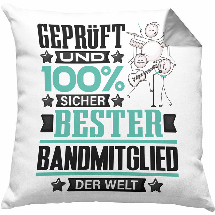 Bandmitglied Geschenk Lustiger Spruch für Bandmitglied Geschenkidee Bester Bandmitglied Der WeltKissen mit Füllung 40x40 (Grau) Grau Trendation