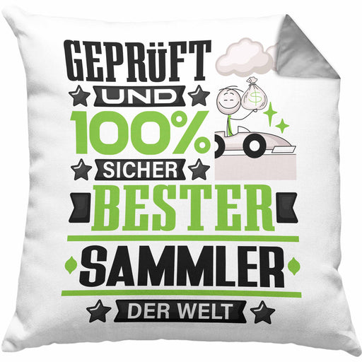 Sammler Geschenk Lustiger Spruch für Sammler Geschenkidee Bester Sammler Der WeltKissen mit Füllung 40x40 (Grau) Grau Trendation