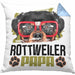 Rottweiler Papa Besitzer Kissen mit Füllung 40x40 Geschenk Lustiger Spruch Geschenkidee Rottweiler Liebhaber (Grau) Blau Trendation