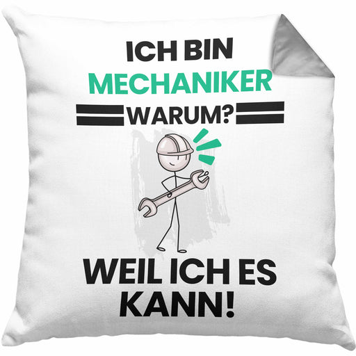 Mechaniker Geschenk Kissen mit Füllung 40x40 Lustiger Spruch Ich Bin Mechaniker Warum Weil Ich Es Kann Geschenkidee Bester Mechaniker Geburtstag (Grau) Grau Trendation