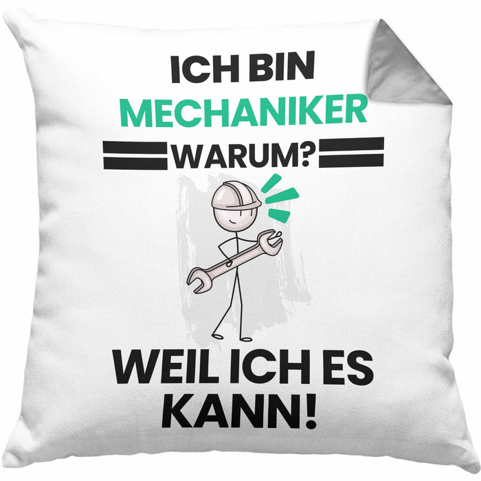 Mechaniker Geschenk Kissen mit Füllung 40x40 Lustiger Spruch Ich Bin Mechaniker Warum Weil Ich Es Kann Geschenkidee Bester Mechaniker Geburtstag (Grau) Grau Trendation