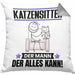 Katzensitter Kissen mit Füllung 40x40 Geschenk für Katzensitter Der Mann Der Alles Kann Geschenkidee zum Geburtstag (Grau) Grau Trendation