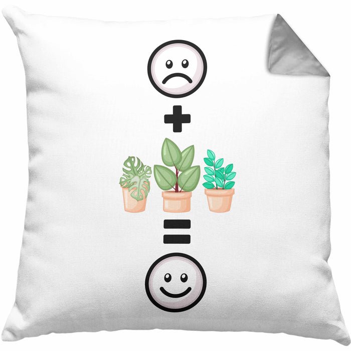 Pflanzen Kissen mit Füllung 40x40 Geschenk für Pflanzen-Liebhaber Grüner Daumen Geburtstag Lustige Geschenkidee :( + Pflanzen+ = :) (Grau) Grau Trendation