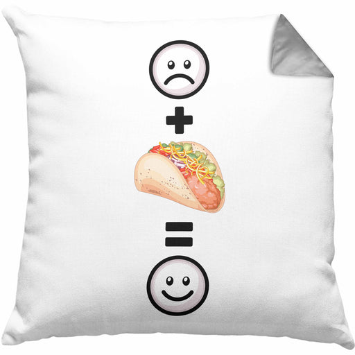 Taco Kissen mit Füllung 40x40 Geschenk für Taco-Liebhaber Lustige Geschenkidee :( + Taco = :) Geburtstag Mexikaner (Grau) Grau Trendation