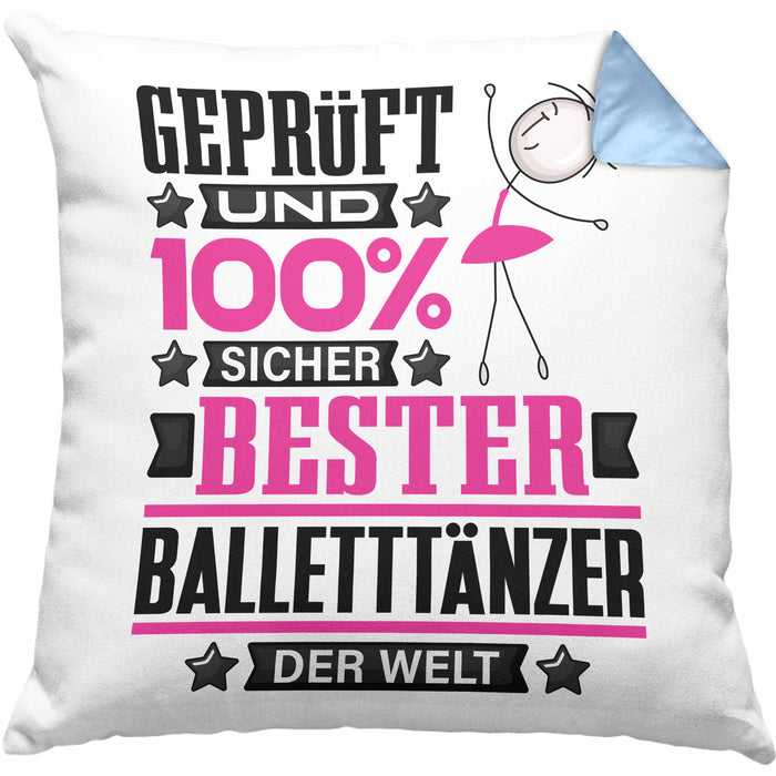Balletttänzer Geschenk Lustiger Spruch für Balletttänzer Geschenkidee Bester Balletttänzer Der WeltKissen mit Füllung 40x40 (Grau) Blau Trendation