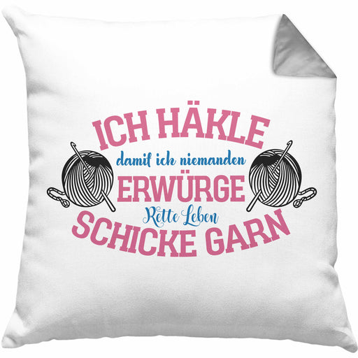 Garn-Kissen mit Füllung 40x40 Geschenkidee für Strick- und Häkelbegeisterte (Grau) Grau Trendation
