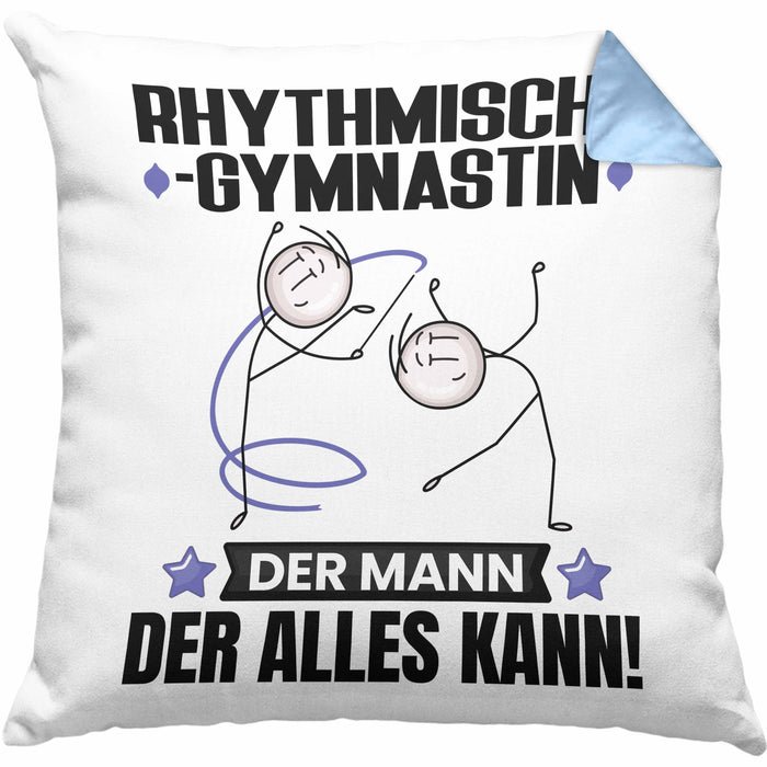 RhythmischeGymnastin Kissen mit Füllung 40x40 Geschenk für RhythmischeGymnastin Der Mann Der Alles Kann Geschenkidee zum Geburtstag (Grau) Blau Trendation