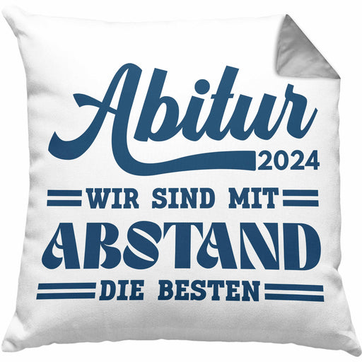 Abi 2024 Kissen mit Füllung 40x40 Geschenk Abi Bestanden Abitur Abschluss Geschenkidee (Grau) Grau Trendation